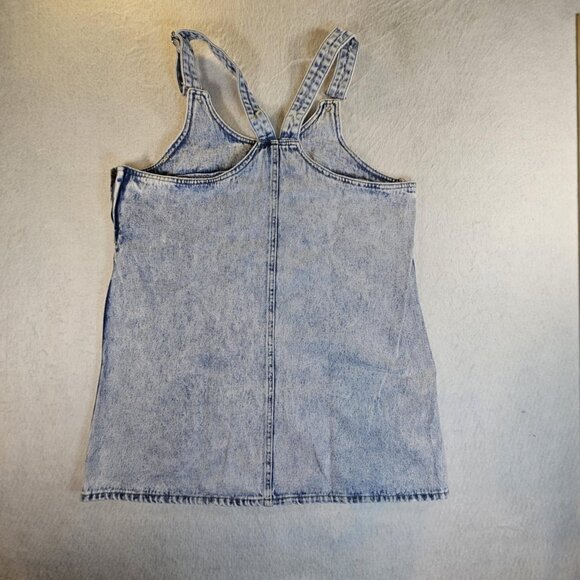 ReGeneration by Celebrity Pink Blue Denim Retro Casual Mini Overall Dress Large - Picture 2 of 11